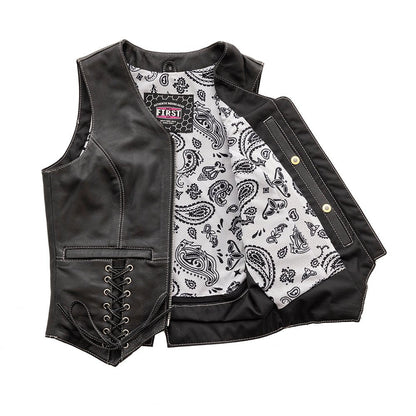 Women's "Love Lace" Motorcycle Leather Vest