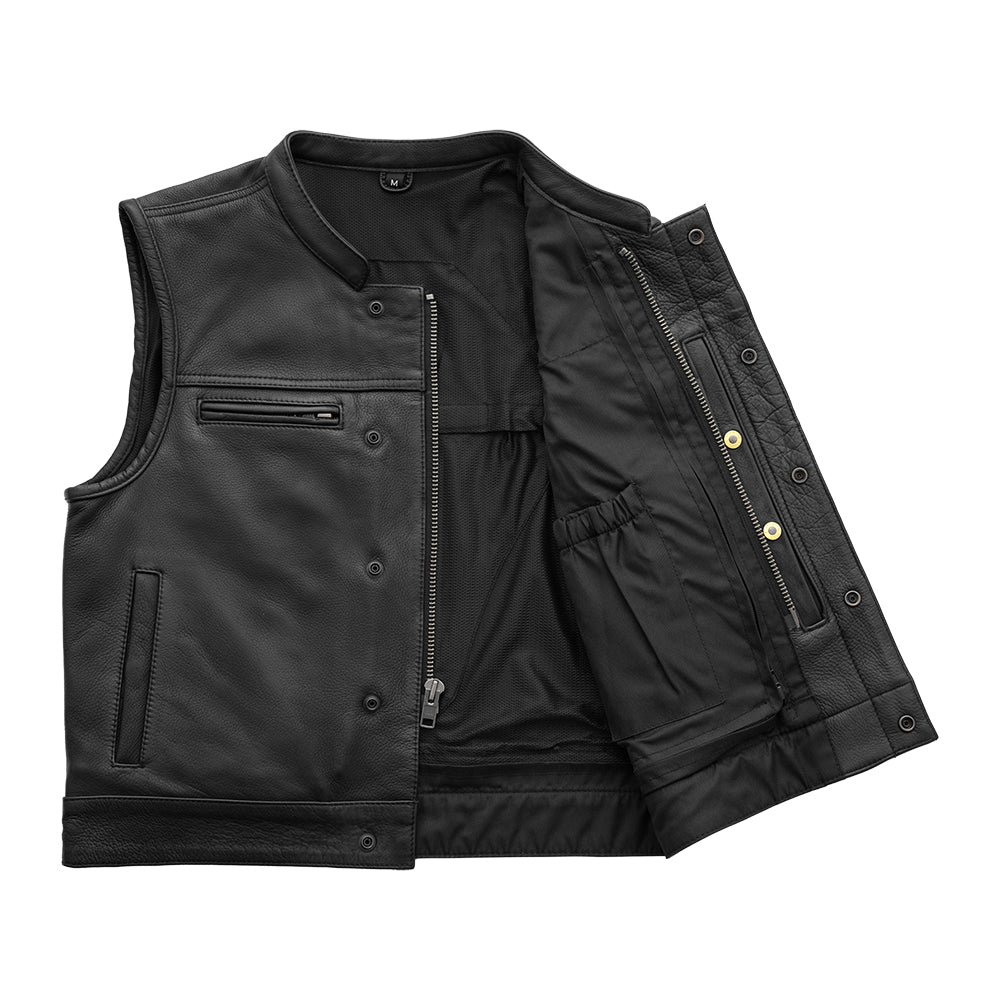 Men's Club Style Leather Motorcycle Vest- Lowrider
