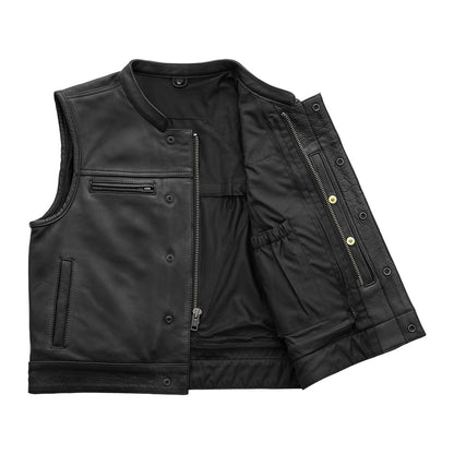 Men's Club Style Leather Motorcycle Vest- Lowrider