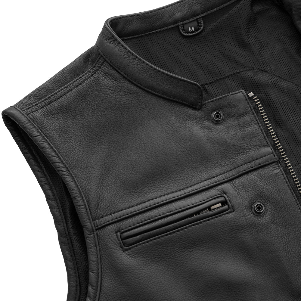 Men's Club Style Leather Motorcycle Vest- Lowrider