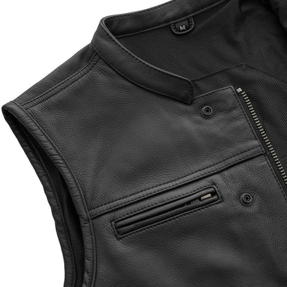Men's Club Style Leather Motorcycle Vest- Lowrider
