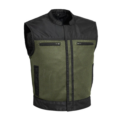 Men's Motorcycle Vest-Lowrider cut in Moto Mesh material