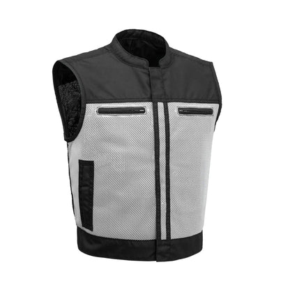 Men's Motorcycle Vest-Lowrider cut in Moto Mesh material