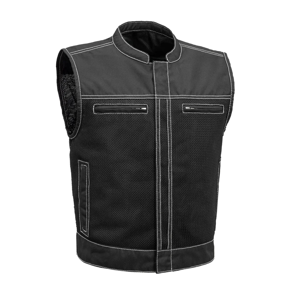 Men's Motorcycle Vest-Lowrider cut in Moto Mesh material