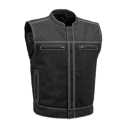 Men's Motorcycle Vest-Lowrider cut in Moto Mesh material