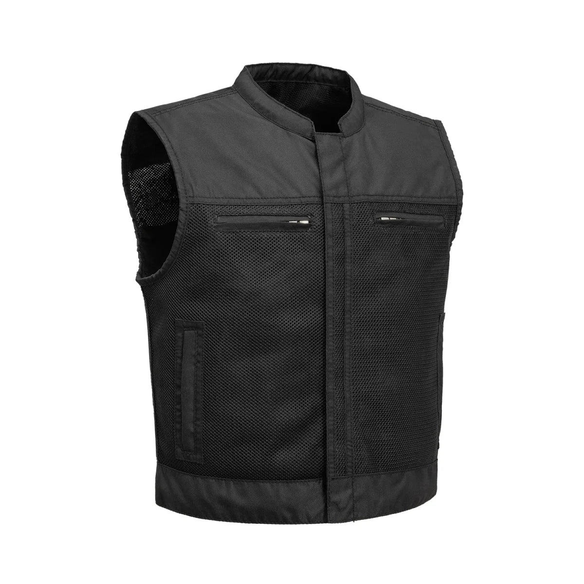 Men's Motorcycle Vest-Lowrider cut in Moto Mesh material