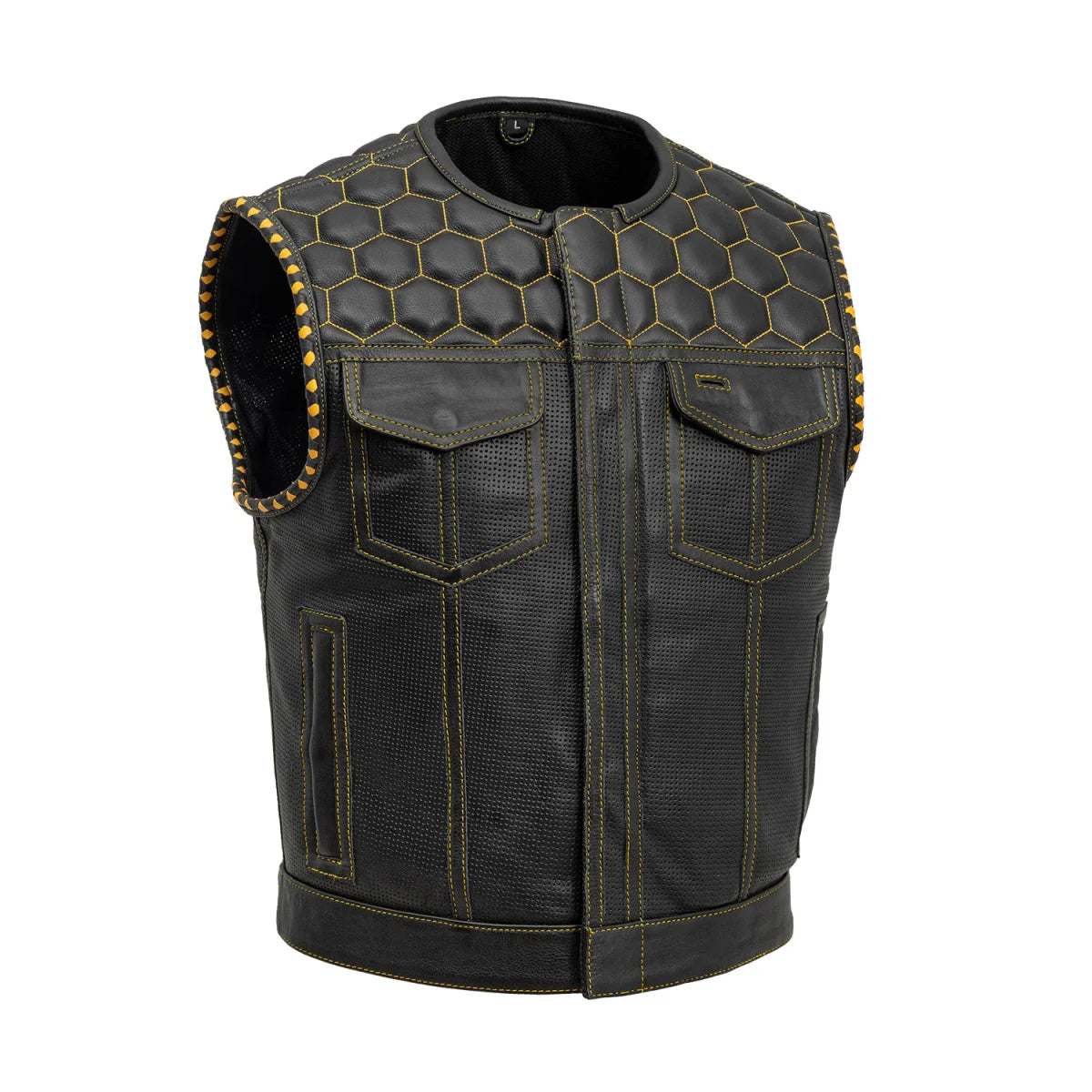 Men's Club Style Leather Vest- Lowside Hornet Perforated
