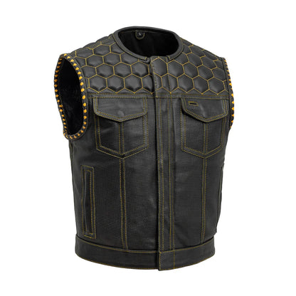 Men's Club Style Leather Vest- Lowside Hornet Perforated