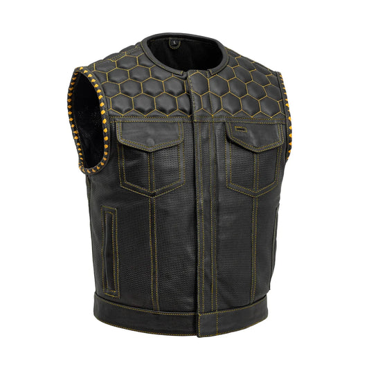 Men's Club Style Leather Vest- Lowside Hornet Perforated