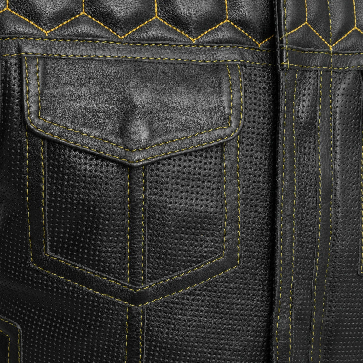 Men's Club Style Leather Vest- Lowside Hornet Perforated