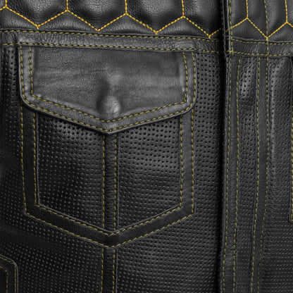 Men's Club Style Leather Vest- Lowside Hornet Perforated