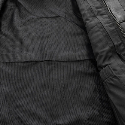 Men's Club Style Leather Motorcycle Vest- "Lowside" in Cognac