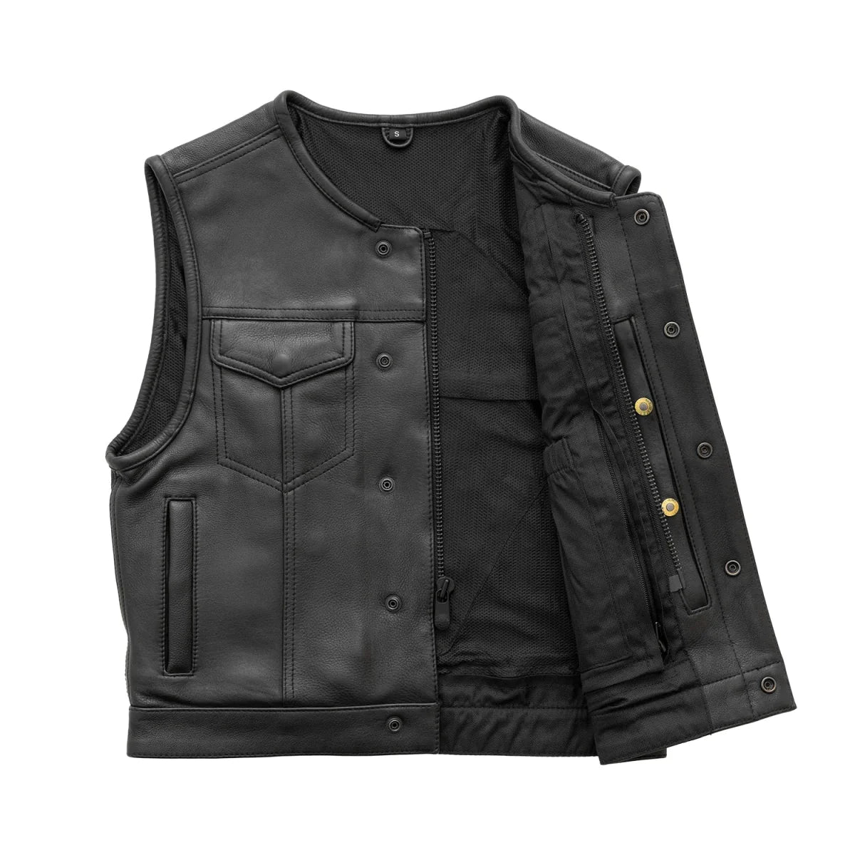 Men's Club Style Leather Motorcycle Vest- "Lowside"