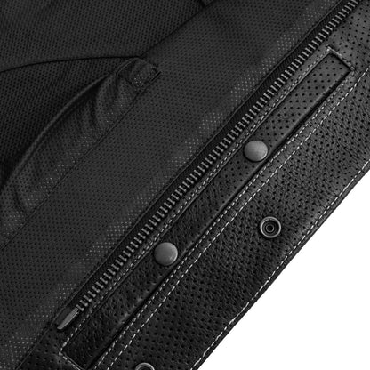 Men's Perforated Club Style Leather Motorcycle Vest- Lowside