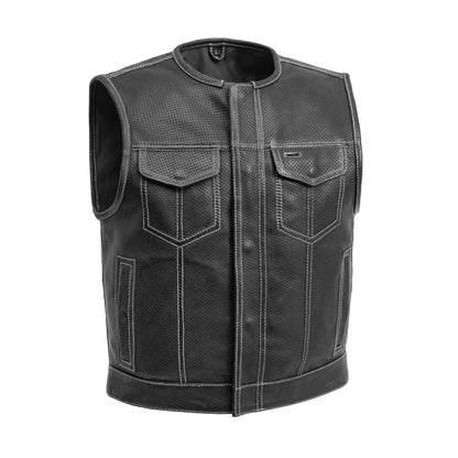 Men's Perforated Club Style Leather Motorcycle Vest- Lowside