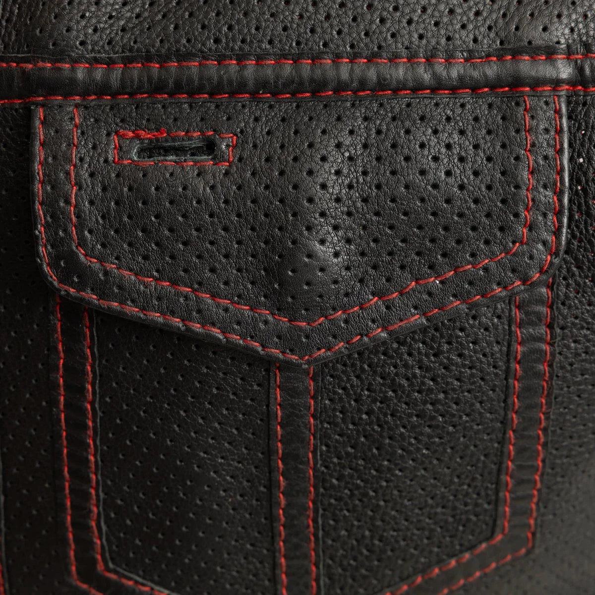 Men's Perforated Club Style Leather Motorcycle Vest- Lowside