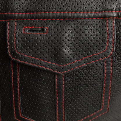 Men's Perforated Club Style Leather Motorcycle Vest- Lowside