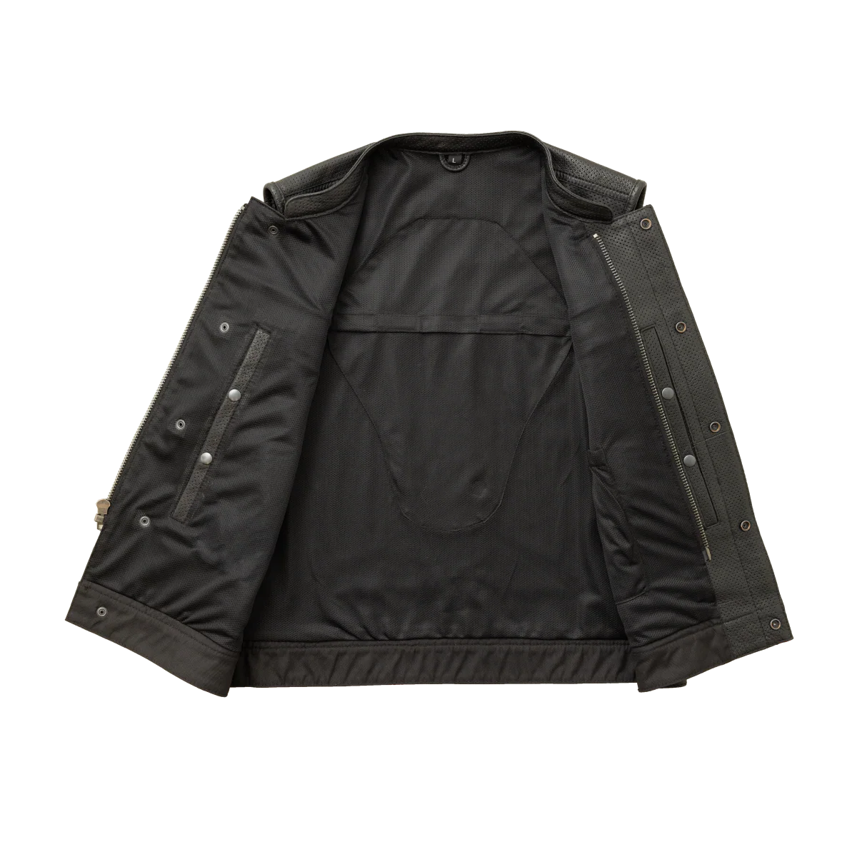 Men's Perforated Club Style Leather Motorcycle Vest- Lowside