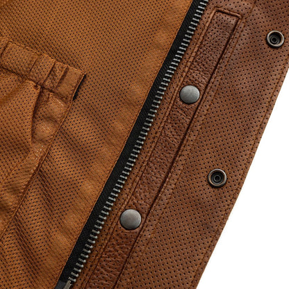 Men's Perforated Club Style Leather Motorcycle Vest- Lowside