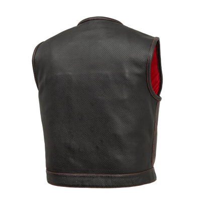 Men's Perforated Club Style Leather Motorcycle Vest- Lowside