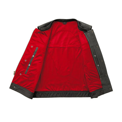 Men's Perforated Club Style Leather Motorcycle Vest- Lowside