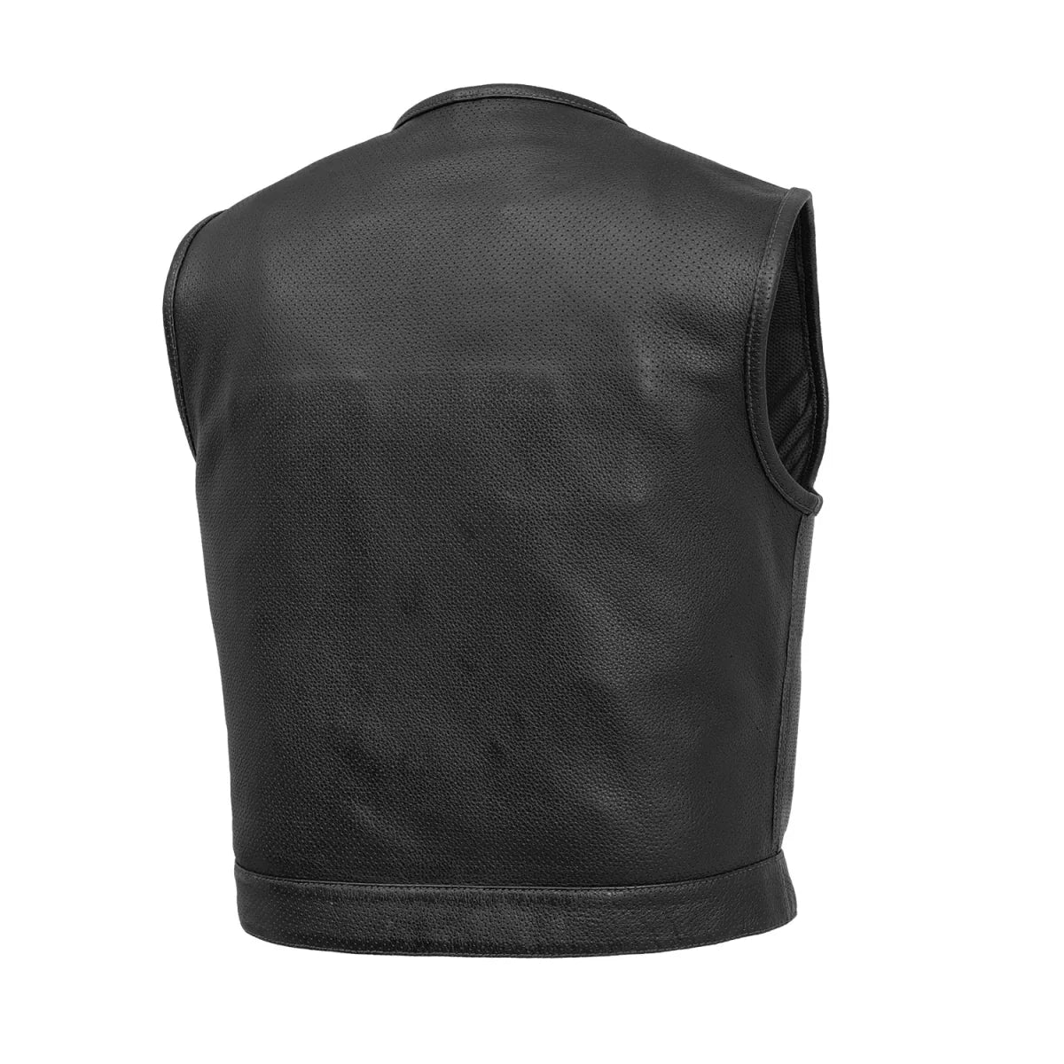 Men's Perforated Club Style Leather Motorcycle Vest- Lowside