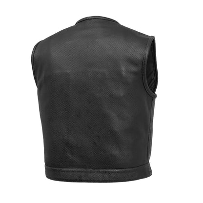 Men's Perforated Club Style Leather Motorcycle Vest- Lowside