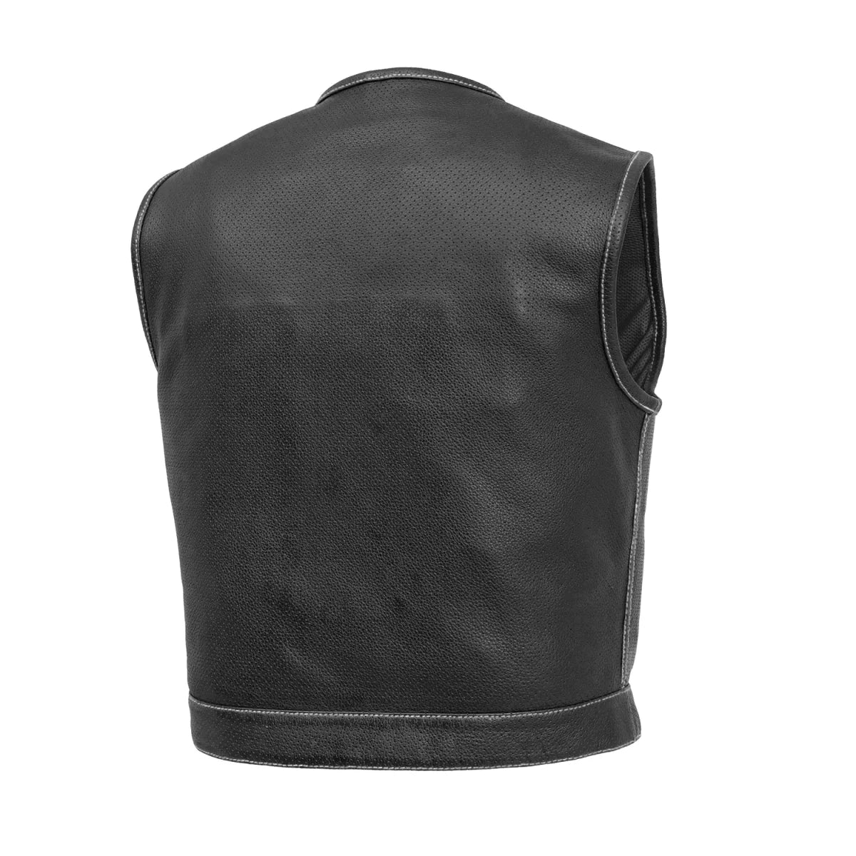 Men's Perforated Club Style Leather Motorcycle Vest- Lowside