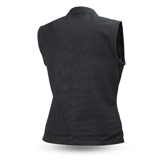 Women's Canvas Motorcycle Club Style Vest- "Ludlow"