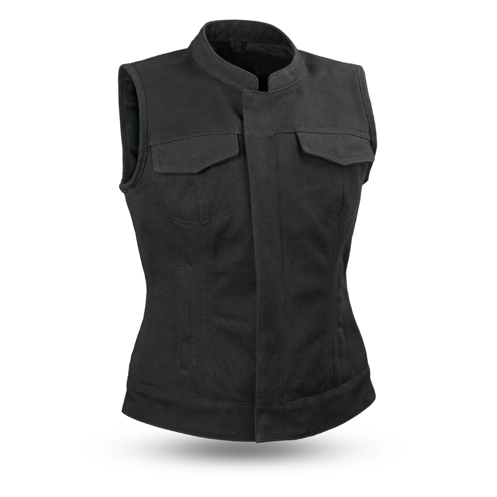 Women's Canvas Motorcycle Club Style Vest- "Ludlow"