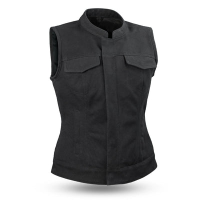 Women's Canvas Motorcycle Club Style Vest- "Ludlow"