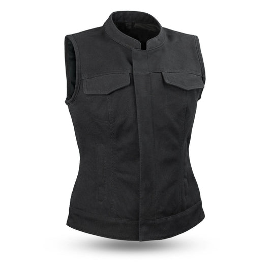 Women's Canvas Motorcycle Club Style Vest- "Ludlow"