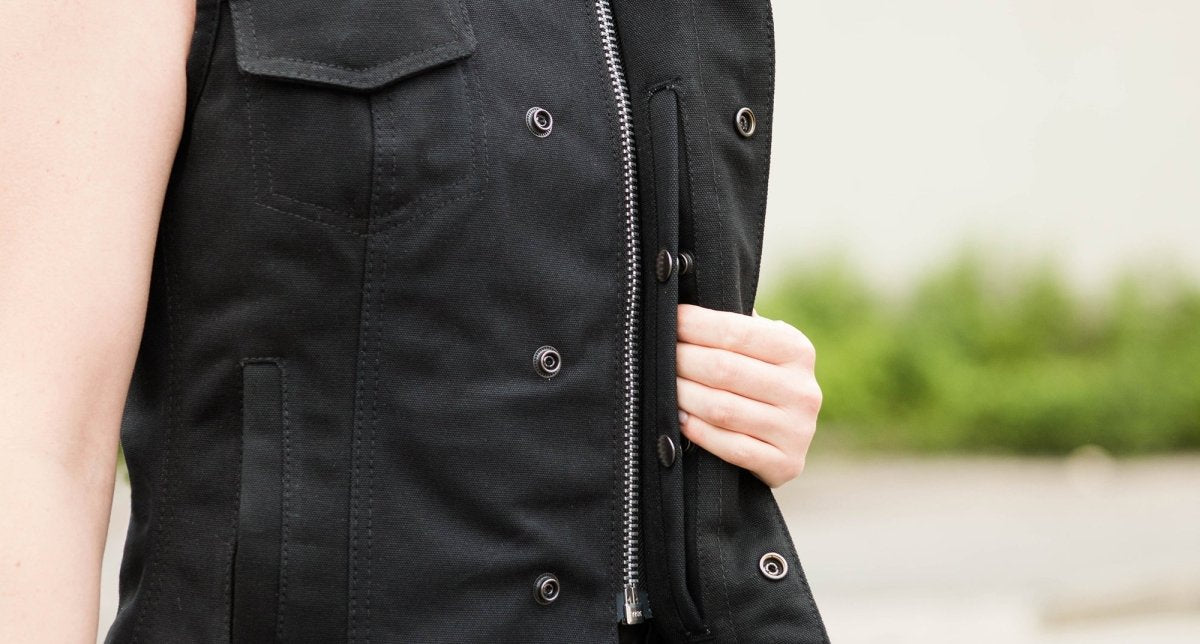 Women's Canvas Motorcycle Club Style Vest- "Ludlow"