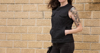 Women's Canvas Motorcycle Club Style Vest- "Ludlow"