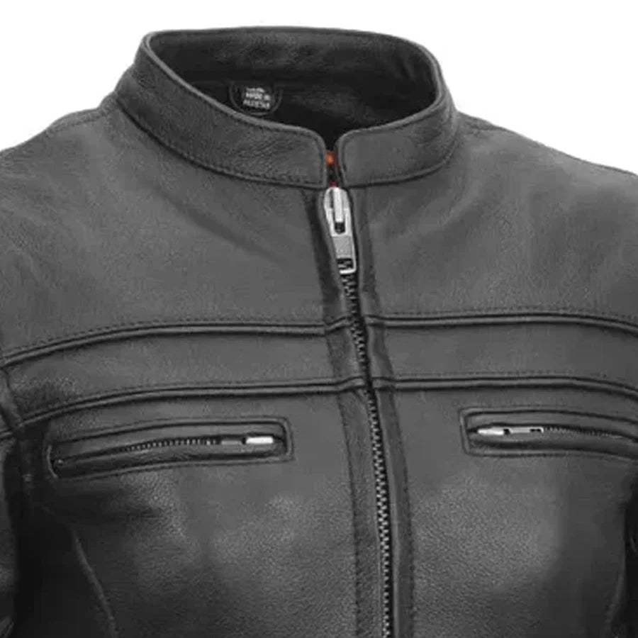 Women's Motorcycle Style Leather Jacket- "Maiden"