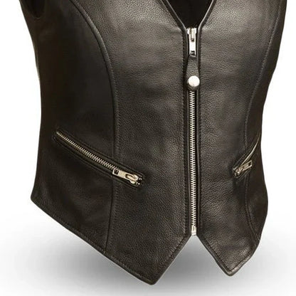 Women's Motorcycle Leather Vest- "Montana"