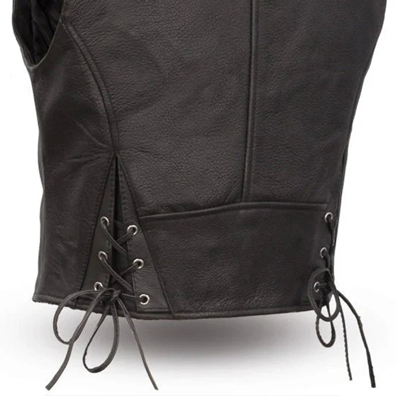 Women's Motorcycle Leather Vest- "Montana"