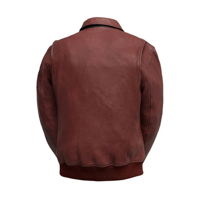 Moto Bomber - Men's Leather Jacket Cognac and Oxblood