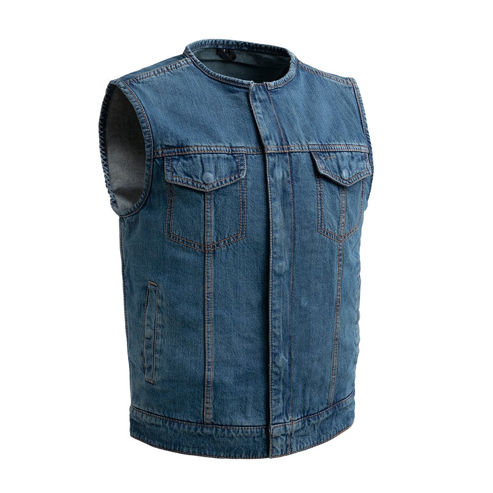 Men's Motorcycle Denim Vest- No Limit