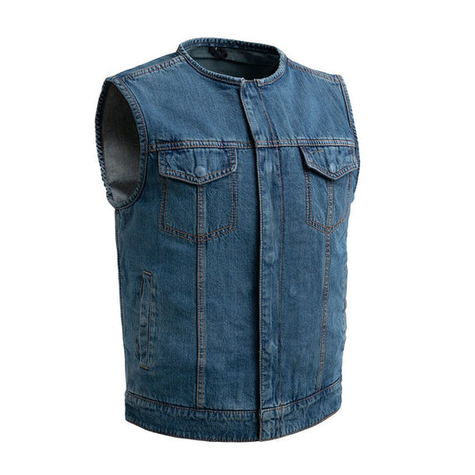 Men's Motorcycle Denim Vest- No Limit
