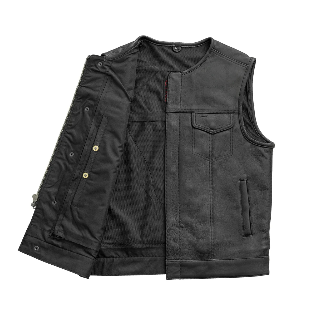 Men's Motorcycle Leather Vest- No Rival -