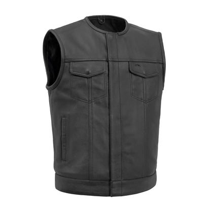 Men's Motorcycle Leather Vest- No Rival -