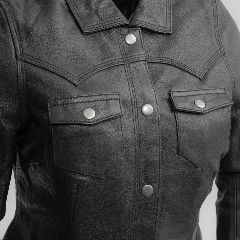 Women's Leather Motorcycle Riding Shirt- "Onyx"