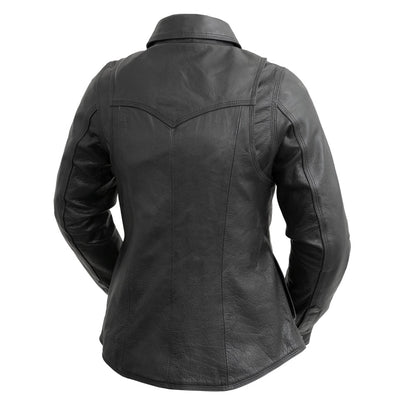 Women's Leather Motorcycle Riding Shirt- "Onyx"