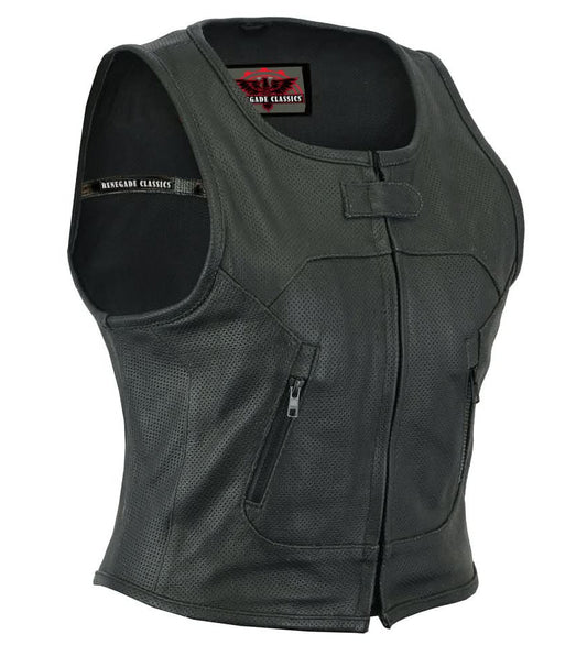 Women's Perforated Cowhide Leather SWAT Team Style Vest