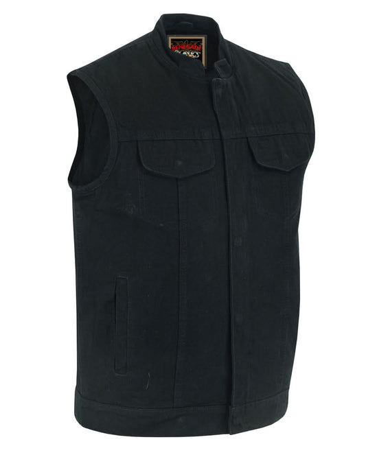 Men's Black Denim Motorcycle Vest- Weston