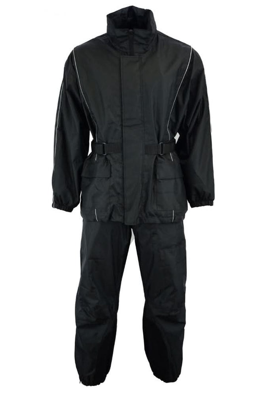 Rain Suit- all black with piping