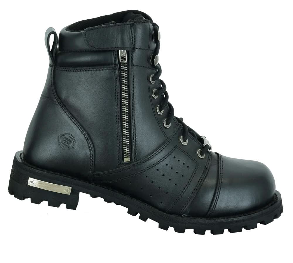 Men's 6'' Side Zipper Plain Toe Boot W/Perforation