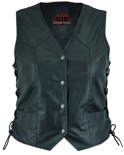 Women's Traditional Leather Western Style Vest, Light Weight