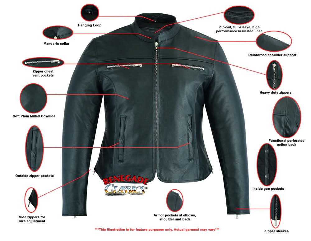 Women's "Road Queen" Women's Black Leather Riding Jacket